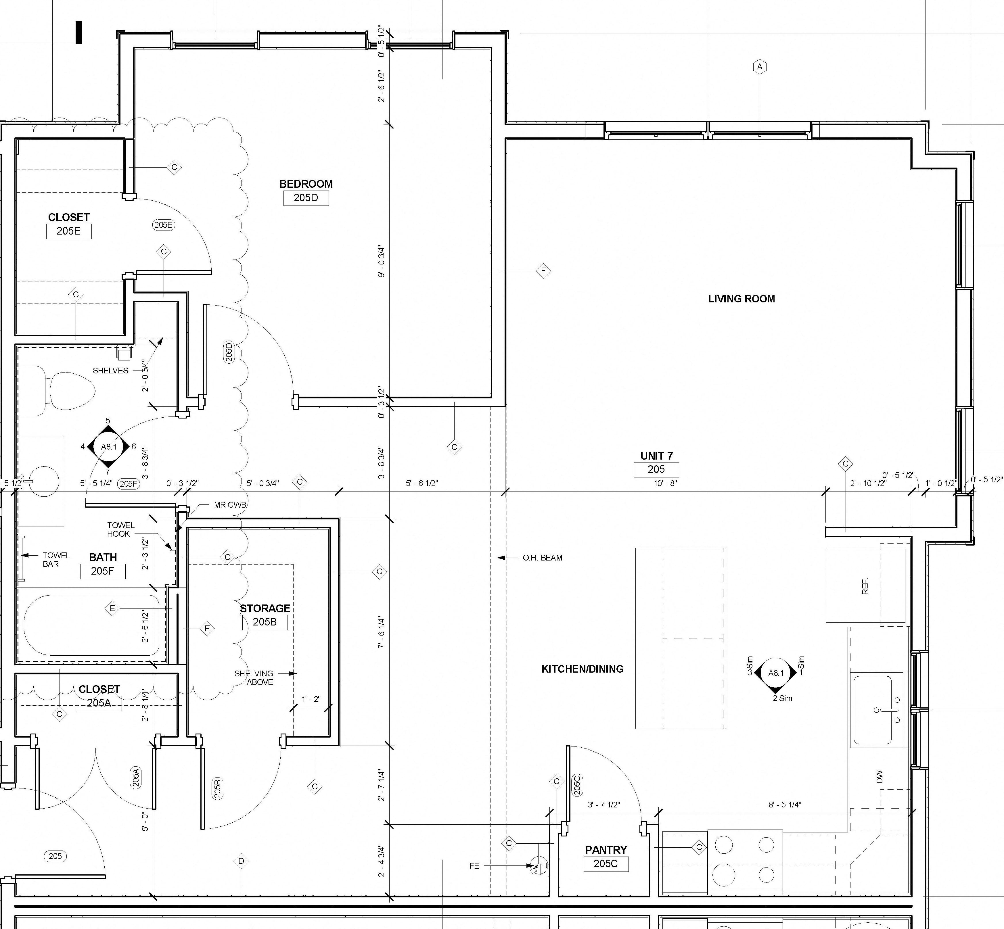 Floor plan for 1 bed, 1 bath, 875 sqft